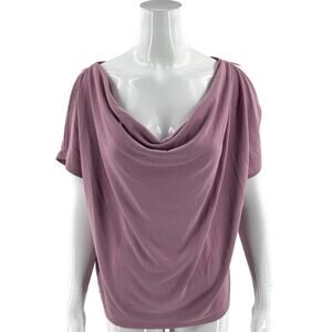 White House Black Market Cold Shoulder Top Size Medium Mauve Purple Cowl Neck